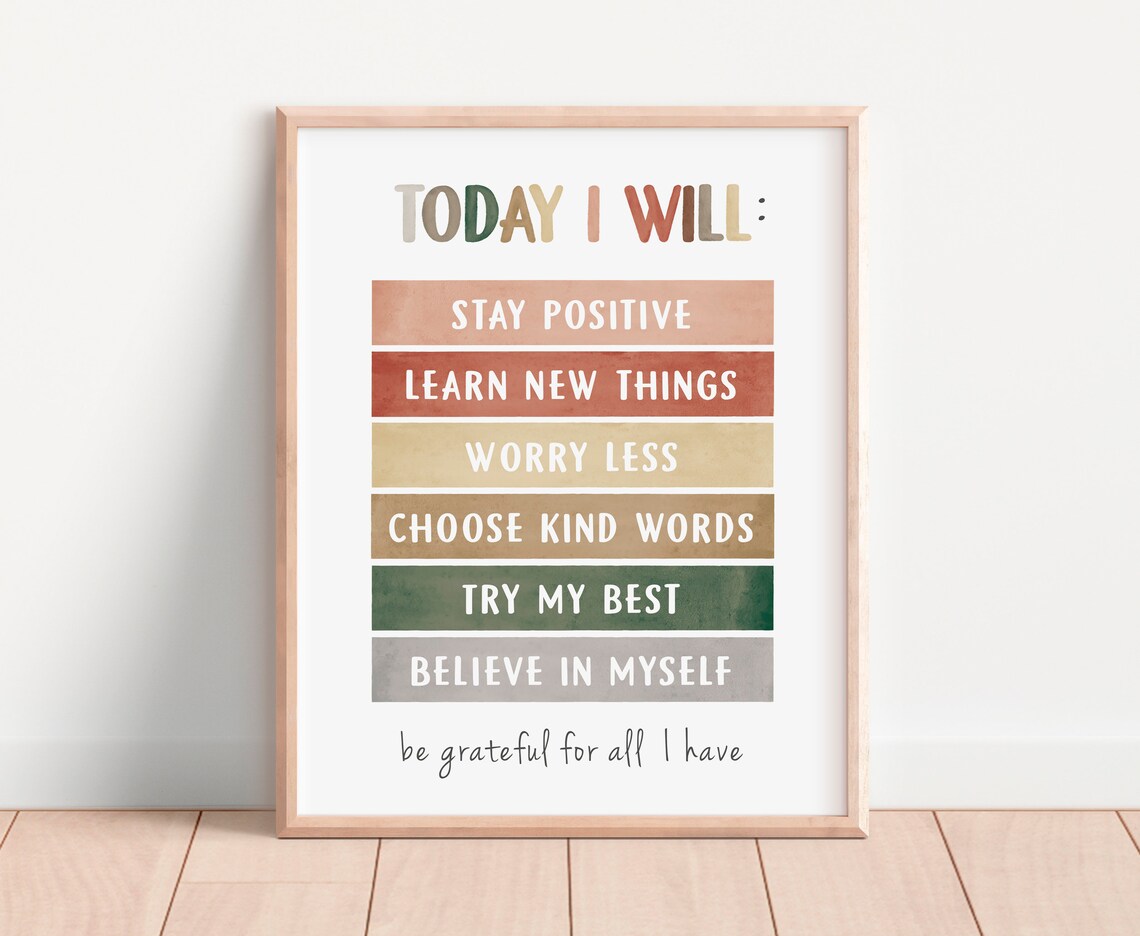 Today I Will Kids Positive Affirmation Wall Print - Image 4