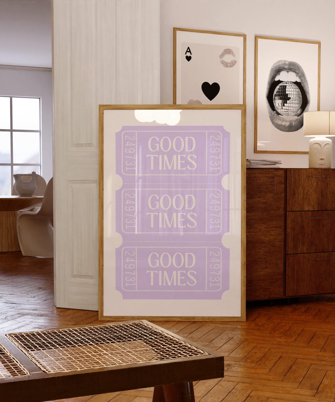Trendy Retro Wall Art Preppy Poster Lilac Wall Art College Apartment Decor Purple Art Print Teen Girl Decor Girly Wall Art Good Times Ticket - Image 2