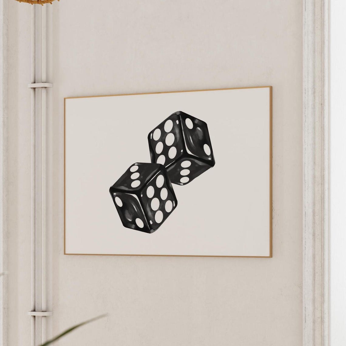 Two Black Dice Minimalist Monochrome Preppy Lucky Wall Poster - Image 3