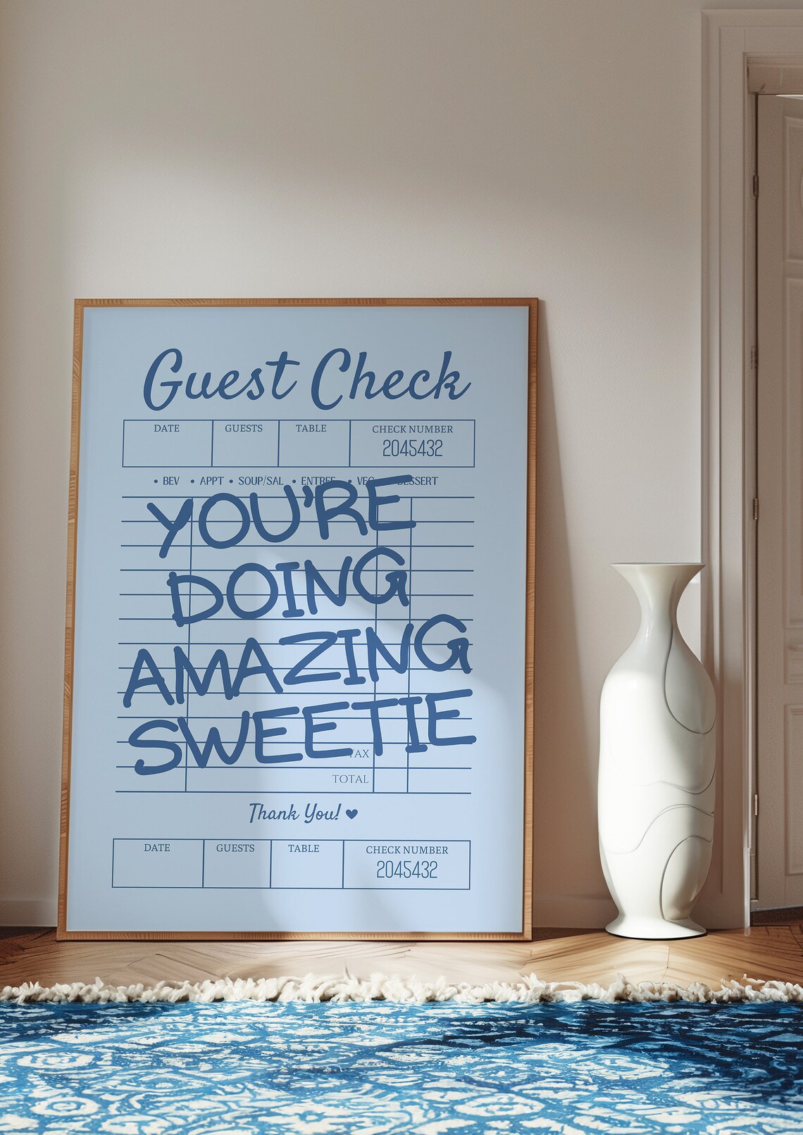 You're Doing Amazing Sweetie Guest Check Navy Blue Trendy Poster - Image 3