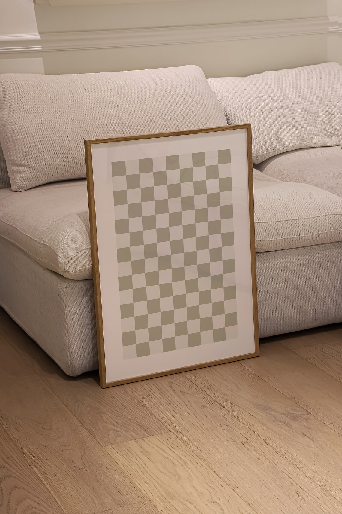 Checkers Art Print, Sage Green Checkered Poster - Image 3