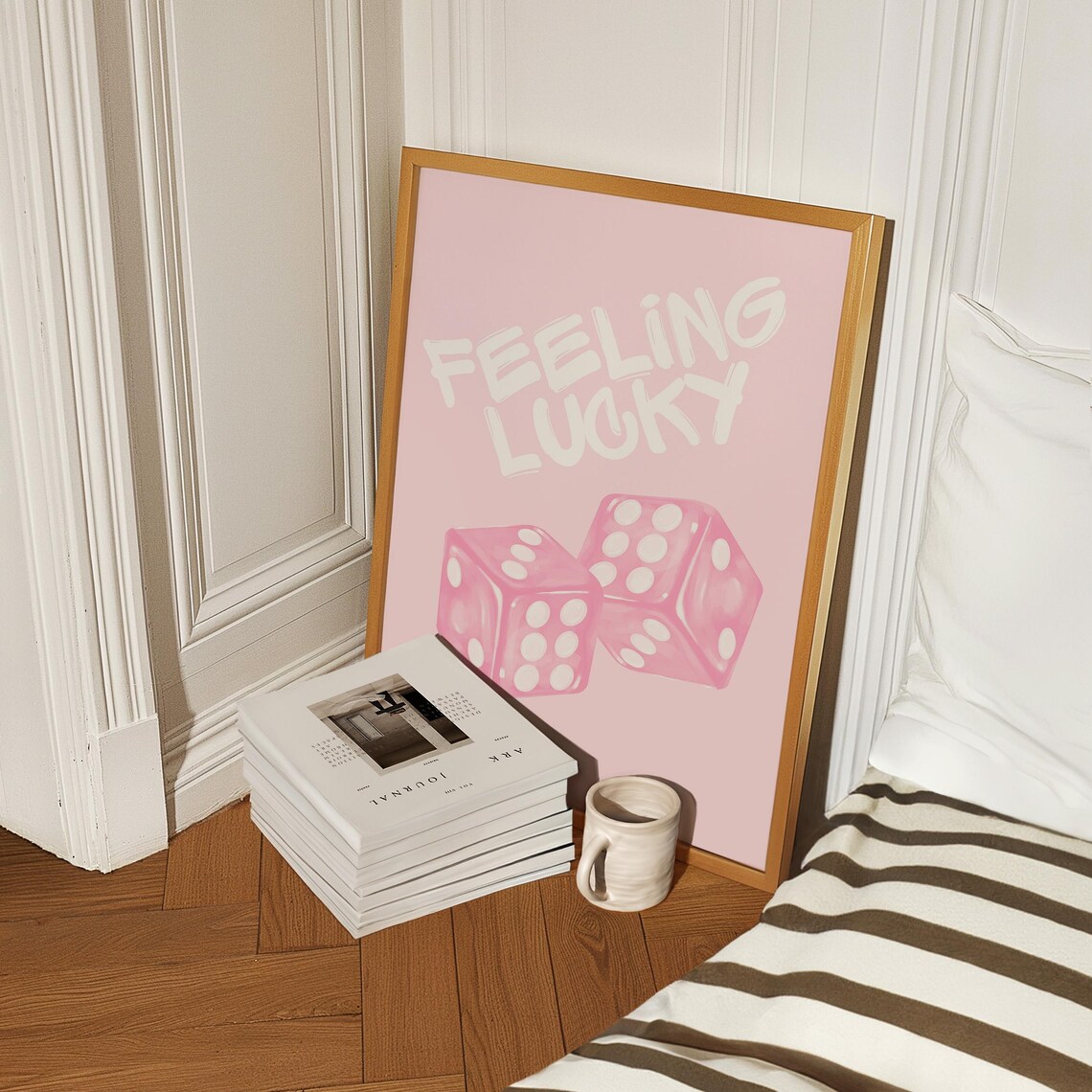 Feeling Lucky Pink Dice Bubblegum Pink Casino Style Room Poster - Image 3