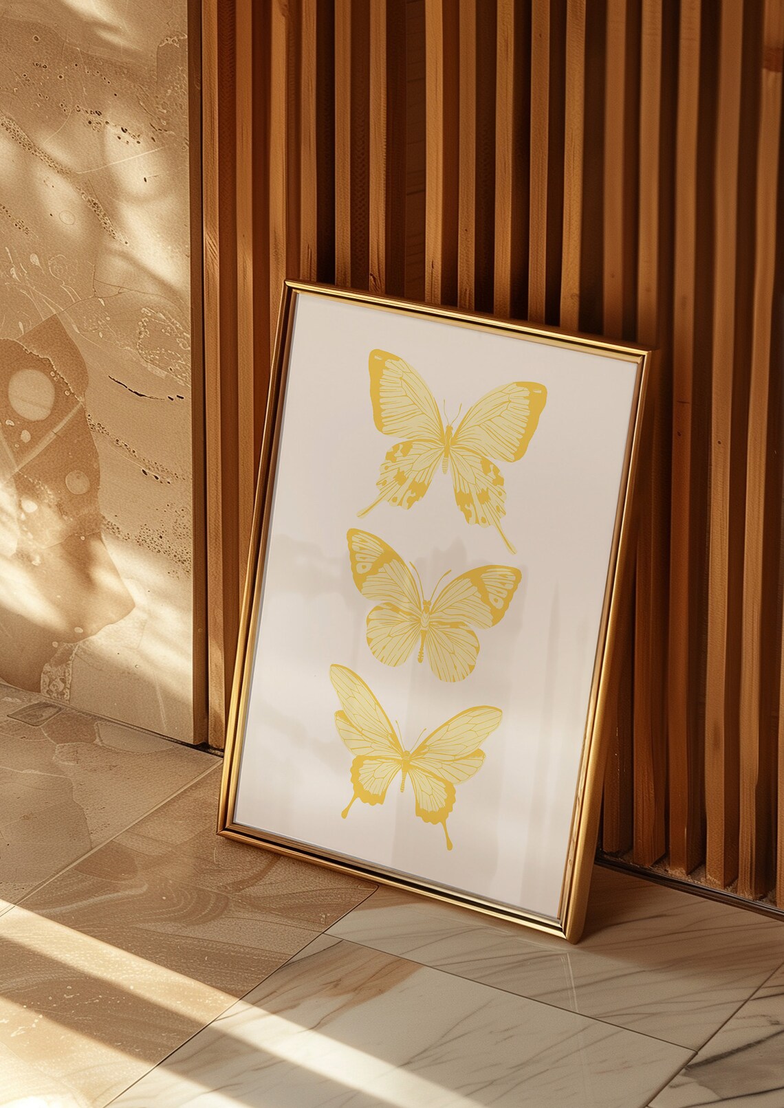Butterfly Yellow Art Print, Preppy Dorm Decor