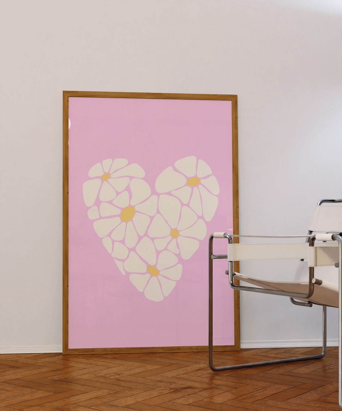 Pink Daisy Heart Floral Poster Preppy Flower Decor for Girly Rooms - Image 2