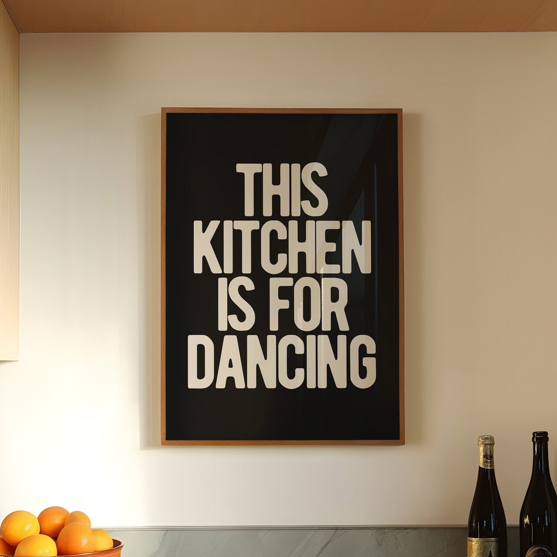 This Kitchen Is For Dancing Bold Black White Kitchen Typography Poster