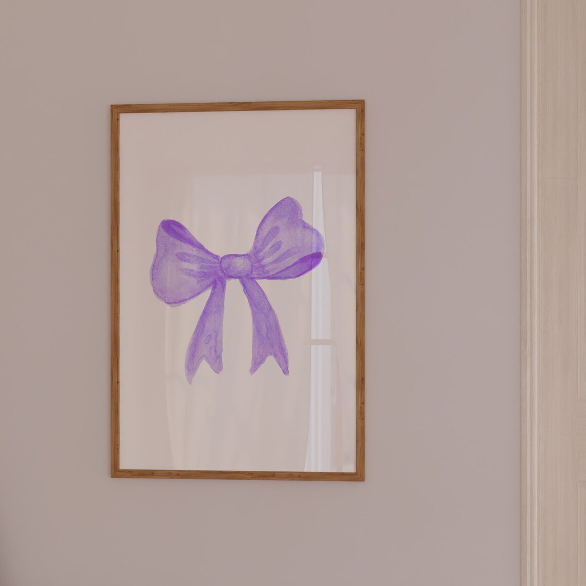 Lilac Purple Bow Watercolor Ribbon Coquette Aesthetic Wall Art - Image 2