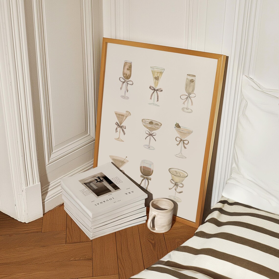 Beige Cocktail Wall Art, Trendy Preppy Decor - Image 4