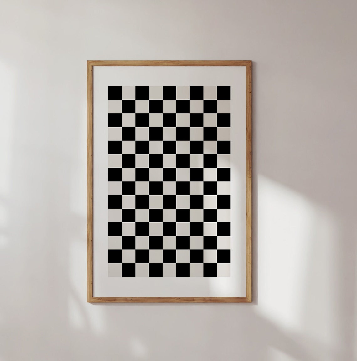 Black and White Checkered Poster Bordered Retro Graphic Artwork - Image 3
