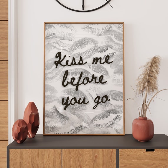 Kiss Lips Wall Art Black And White Prints Trendy Bedroom Decor Print Preppy Dorm Fashion