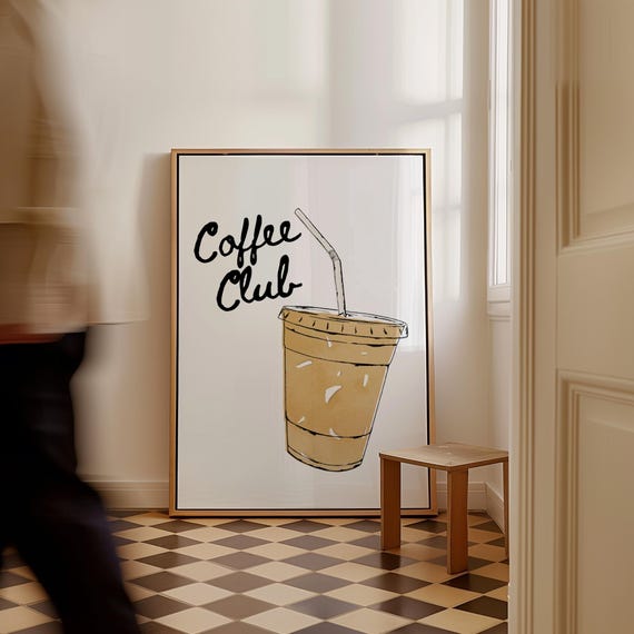 Coffee Wall Art Kitchen Decor Black And White Prints Print Trendy Retro Poster Funny