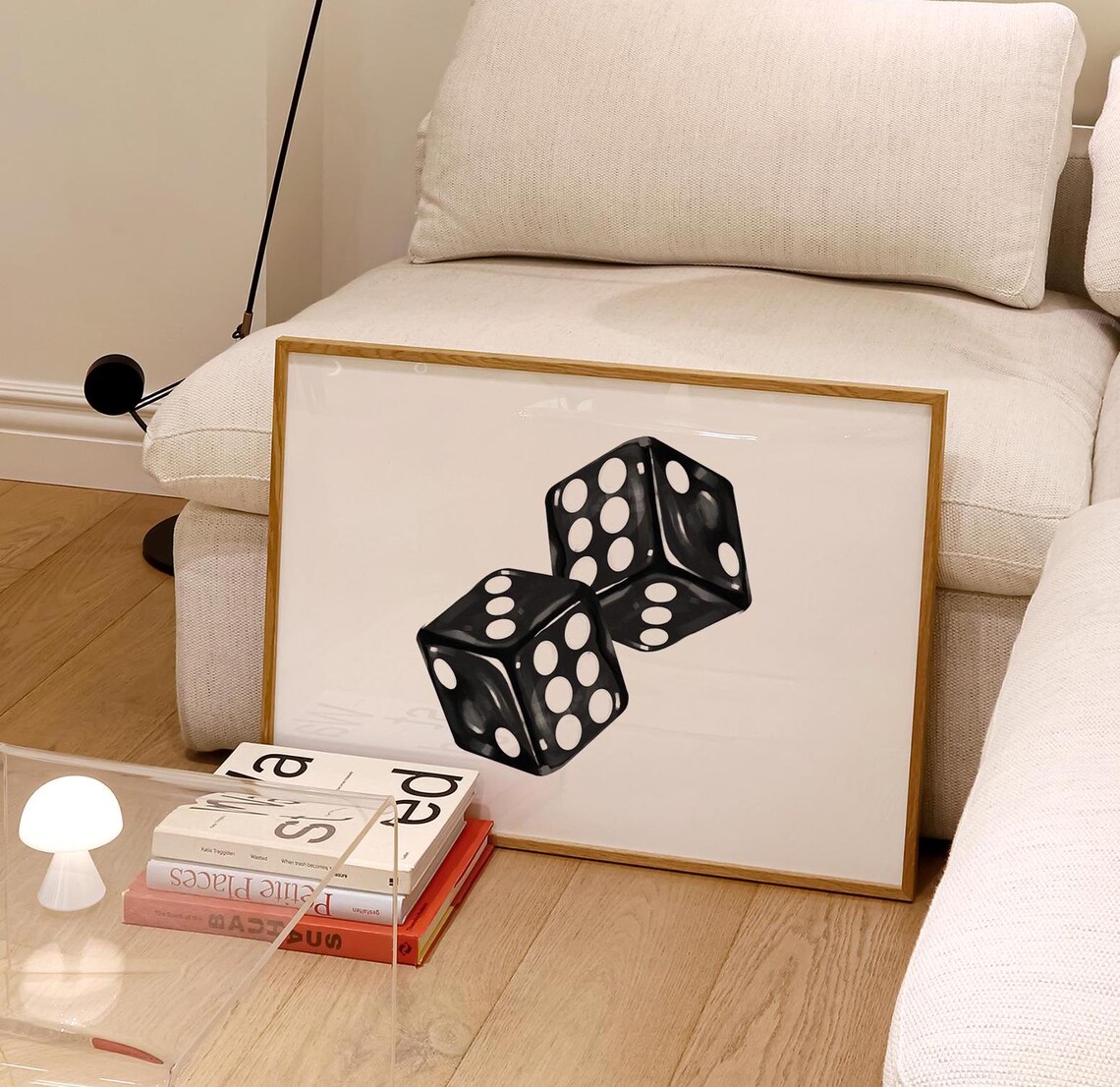 Two Black Dice Minimalist Monochrome Preppy Lucky Wall Poster