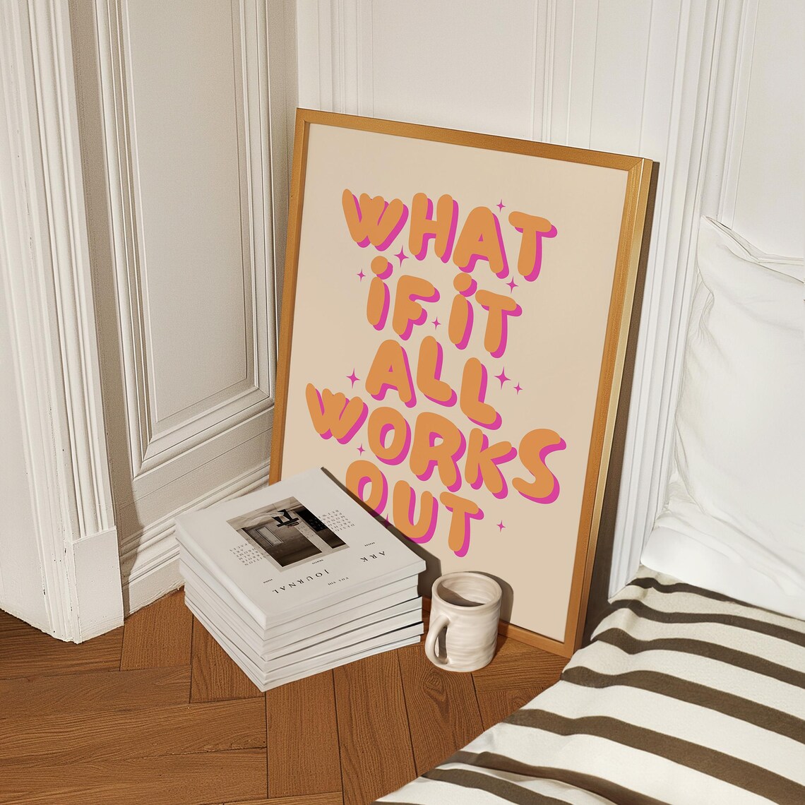 What If It All Works Out Orange Bubble Letter Affirmation Poster - Image 3