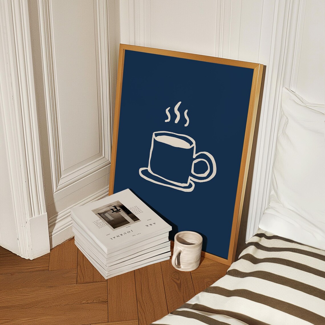 Kitchen Coffee Bar Wall Art Print, Navy Blue - Image 4