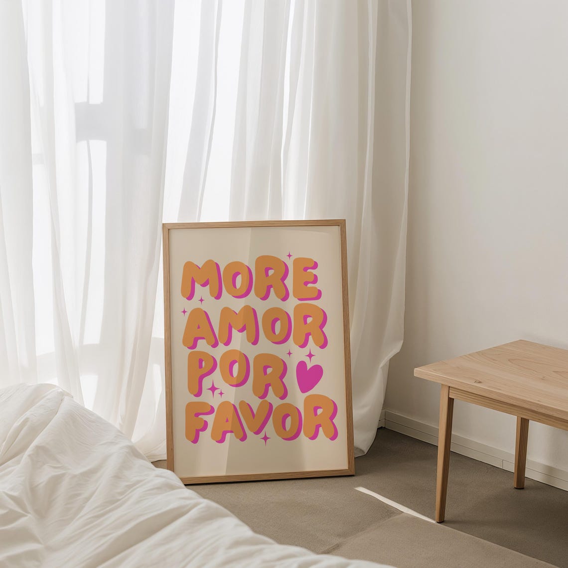More Amor Por Favor Print Pink Orange Wall Art Preppy Wall Art Teen Girl Room Decor Aesthetic Room Decor Trendy Wall Art - Image 3