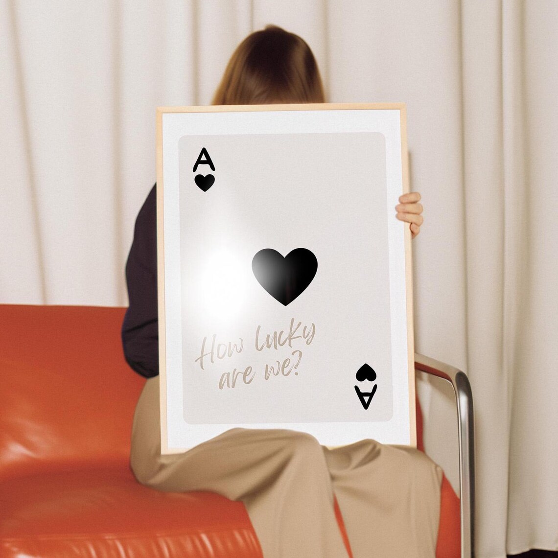How Lucky Are We Ace of Hearts Playing Card Minimalist Love Poster - Image 2