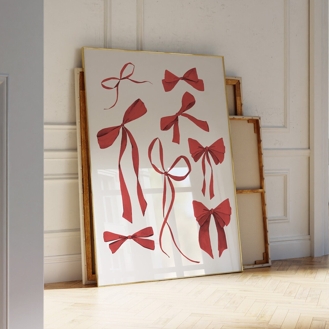 Wine Red Bow Aesthetic Art Print, Preppy Decor - Image 3