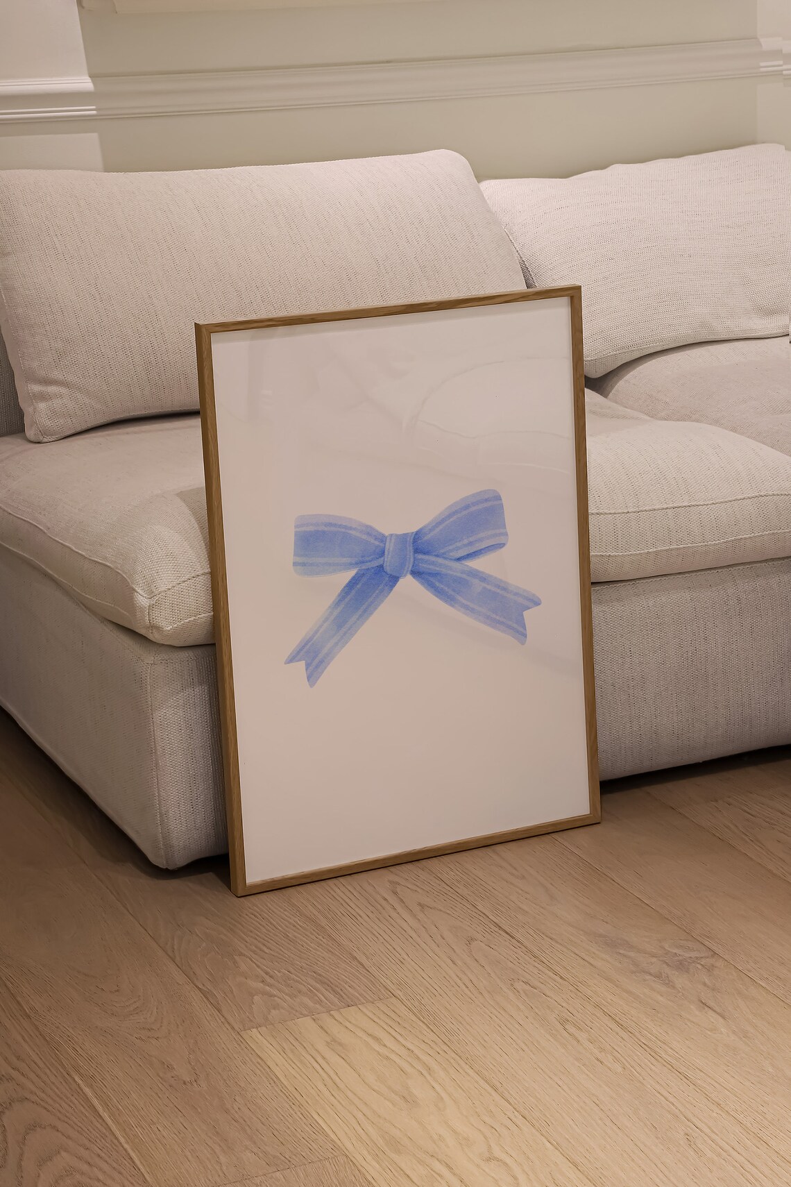 Delicate Small Blue Watercolor Bow White Coquette Dorm Art Print
