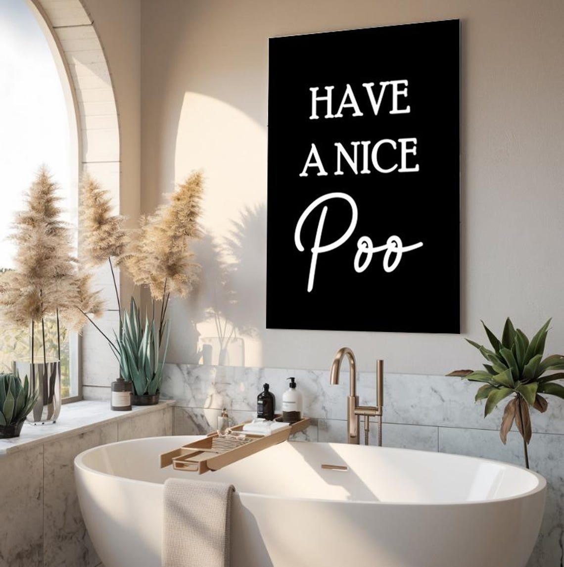 Have A Nice Poo Funny Bathroom Quote Minimalist Black Poster - Image 3