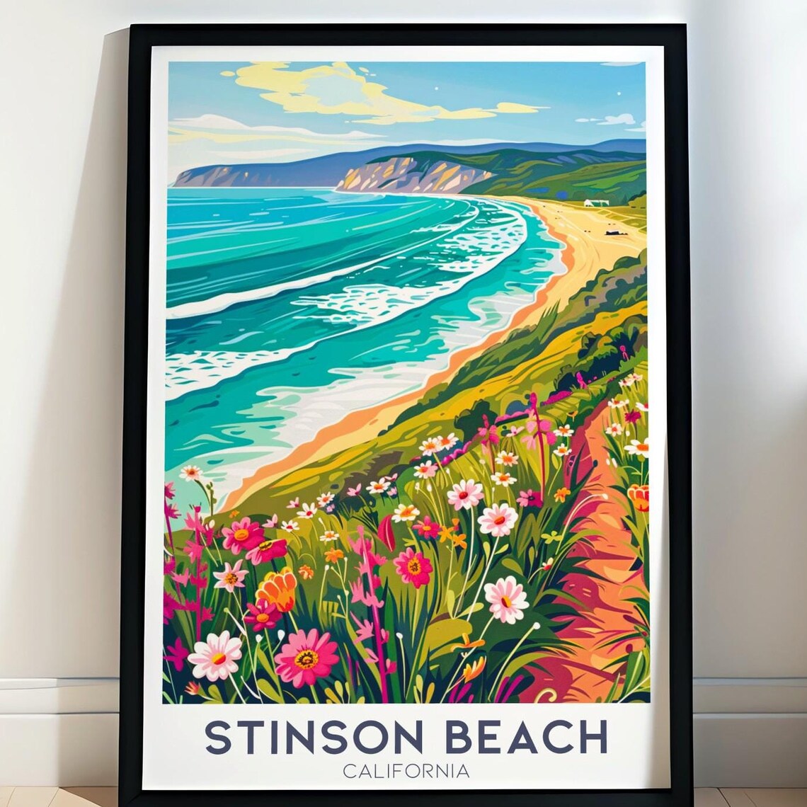 Stinson Beach Travel Poster, Point Reyes Seashore
