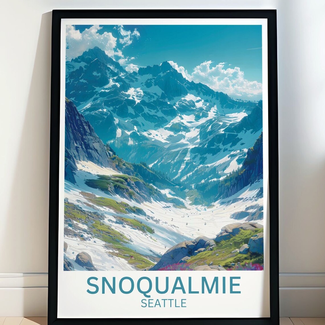 Snoqualmie Washington Jagged Peaks Alpine Meadow Summer Poster