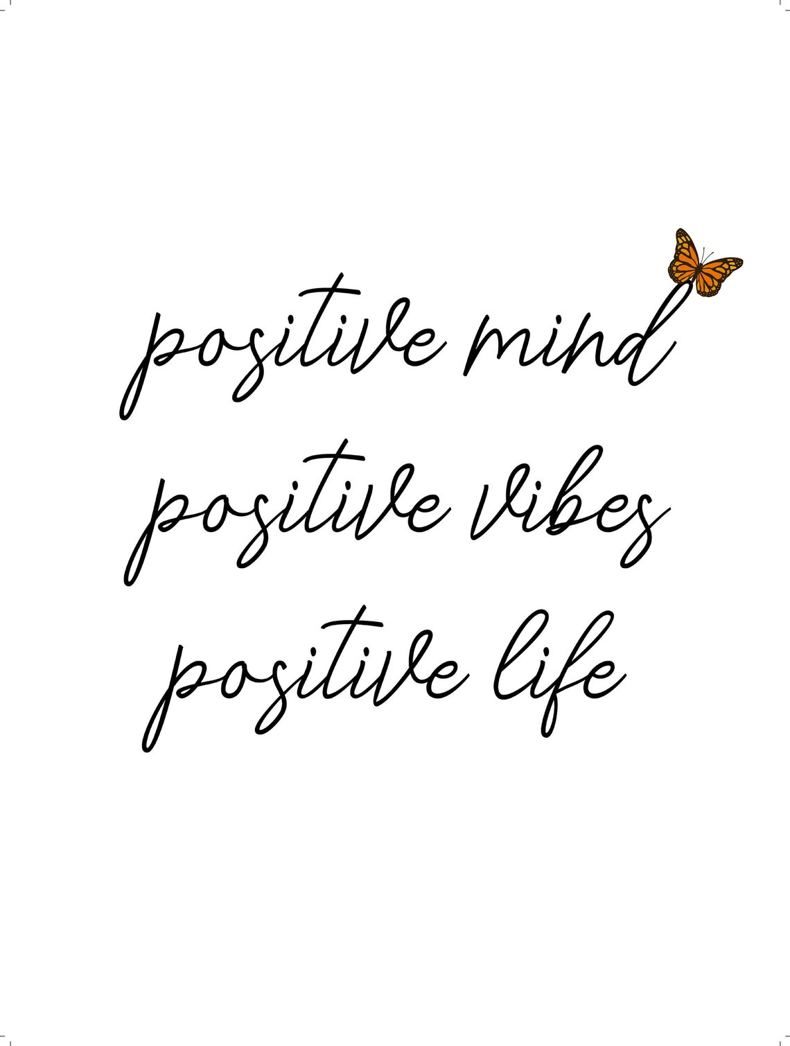 Positive Mind Vibes Life Script Minimalist Butterfly Wall Art - Image 2