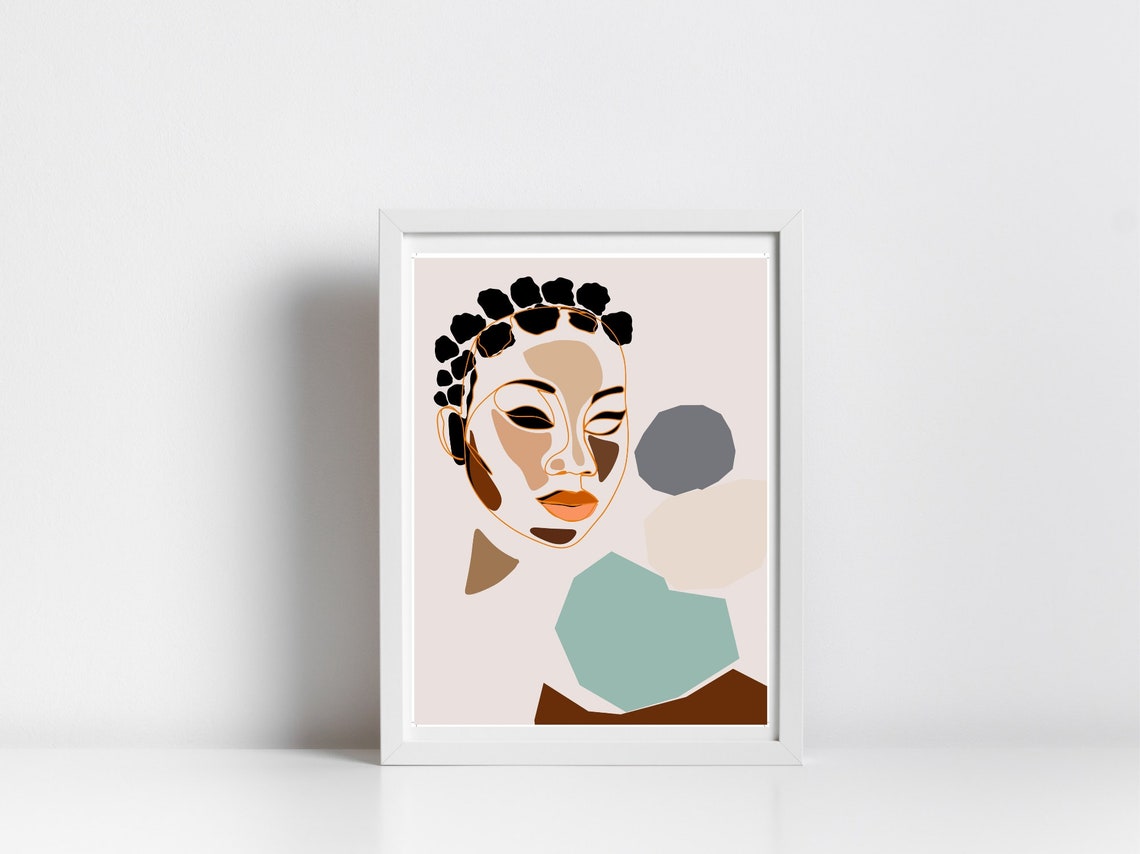 Bantu Knots Abstract Line Face Geometric Modern Minimalist Art Print - Image 2