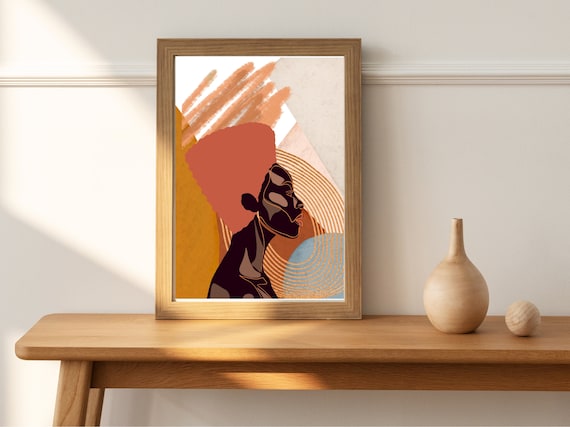 Queen Black Wall Art African Wall Art Boho Art Female Print Afrocentric Art Black Girl Magic Afro Boho Art