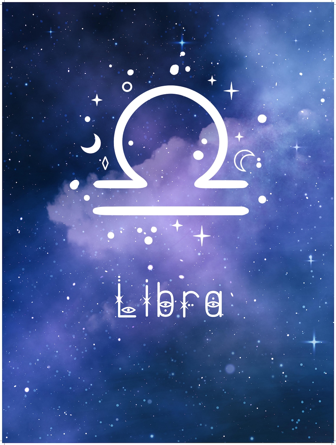Libra Zodiac Symbol Blue Starry Night Sky Astrology Art Print - Image 3