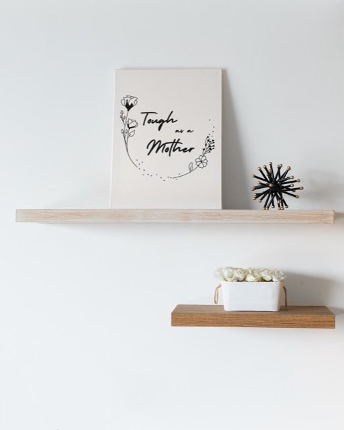Tough As A Mother Script Floral Wreath Strong Mom Quote Poster - Image 3