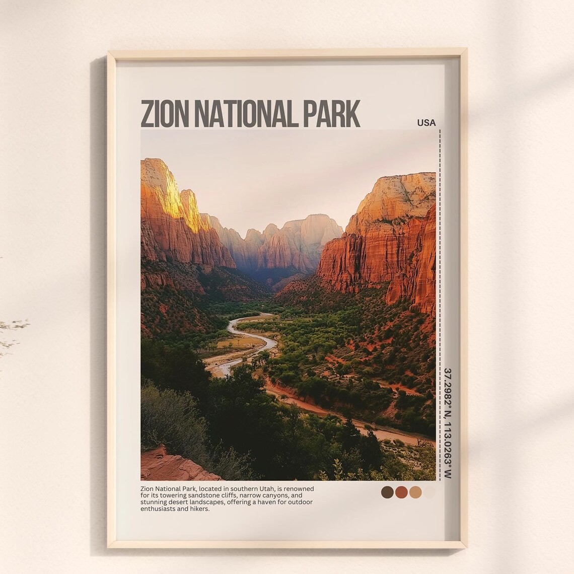 Zion National Park Red Cliffs Canyon Utah Desert Travel Poster - Image 7