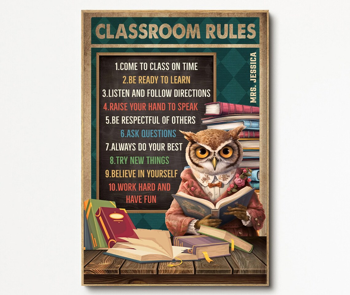 Personalized Classroom Rules Poster, Back To School