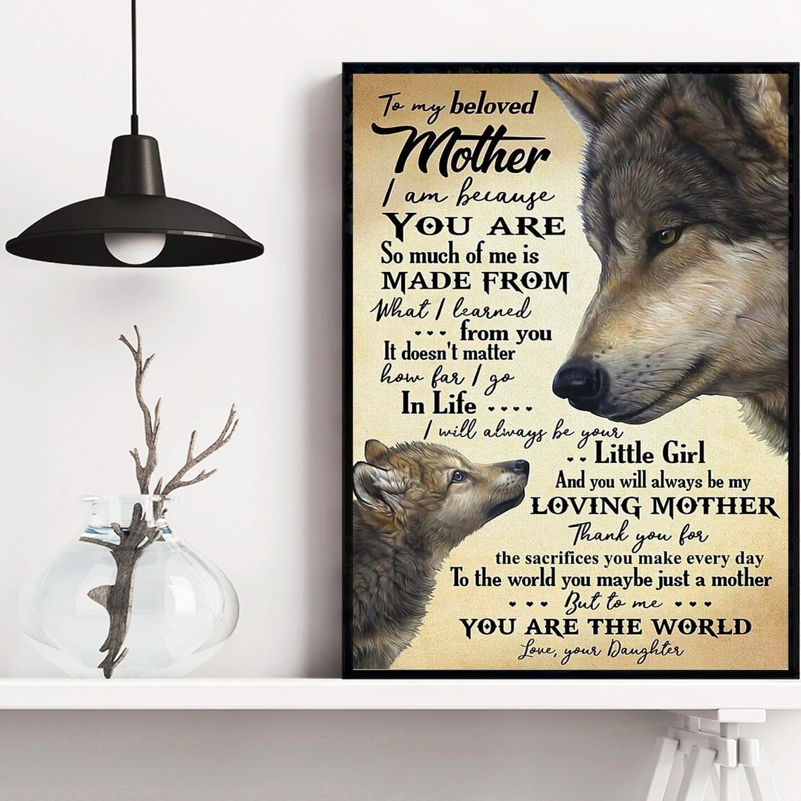 Wolf Mother And Pup 'To My Beloved Mother' Love Letter Poster - Image 4