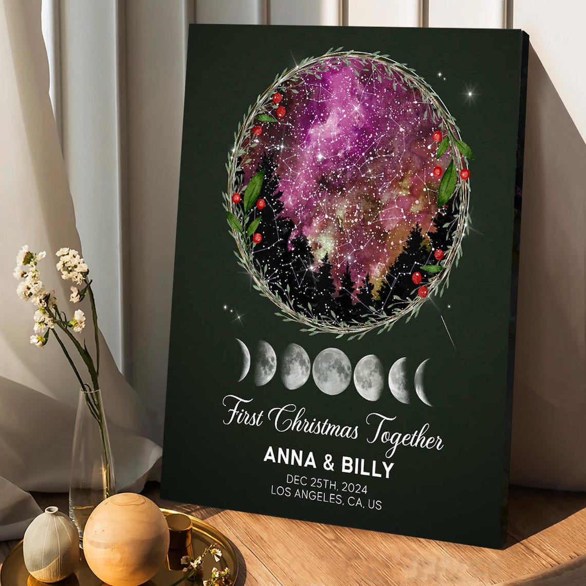 First Christmas Together Star Map Constellation Moon Phases Poster - Image 4
