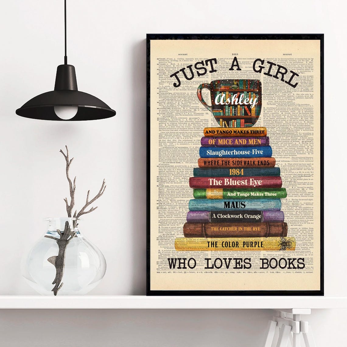 Personalized Book Collection Just A Girl Who Loves Book Poster Wall Art Gift For Book Lovers Gift For Her - Image 4
