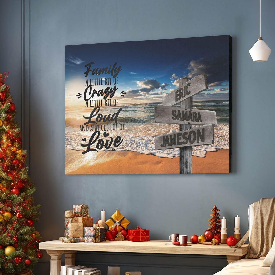Family A Little Bit Of Crazy Poster Gift For Family Street Sign Custom Wall Art Vintage Wall Art Decor Family Name Sign - Image 3