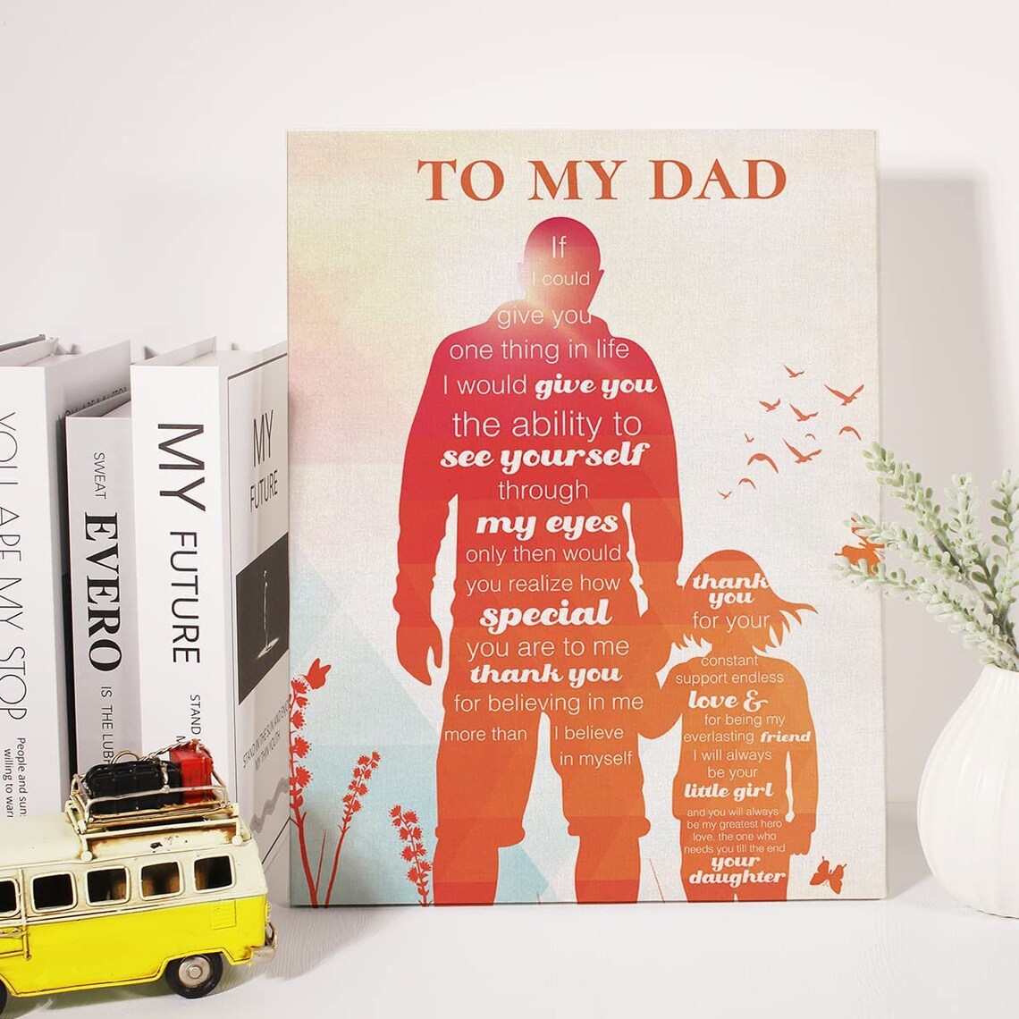 To My Dad Watercolor Father Daughter Silhouette Thank You Gift Poster - Image 4