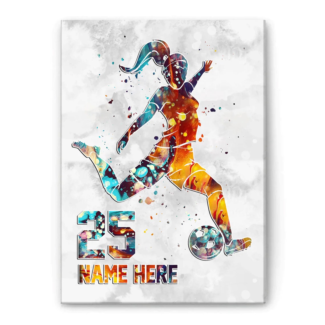Personalized Female Soccer Player Watercolor Jersey Poster Art