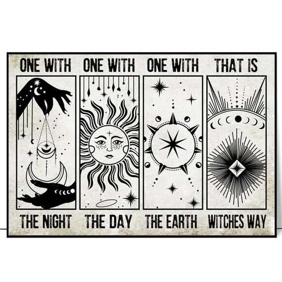 One With the Night One With the Day Witches Way Celestial Moon Poster