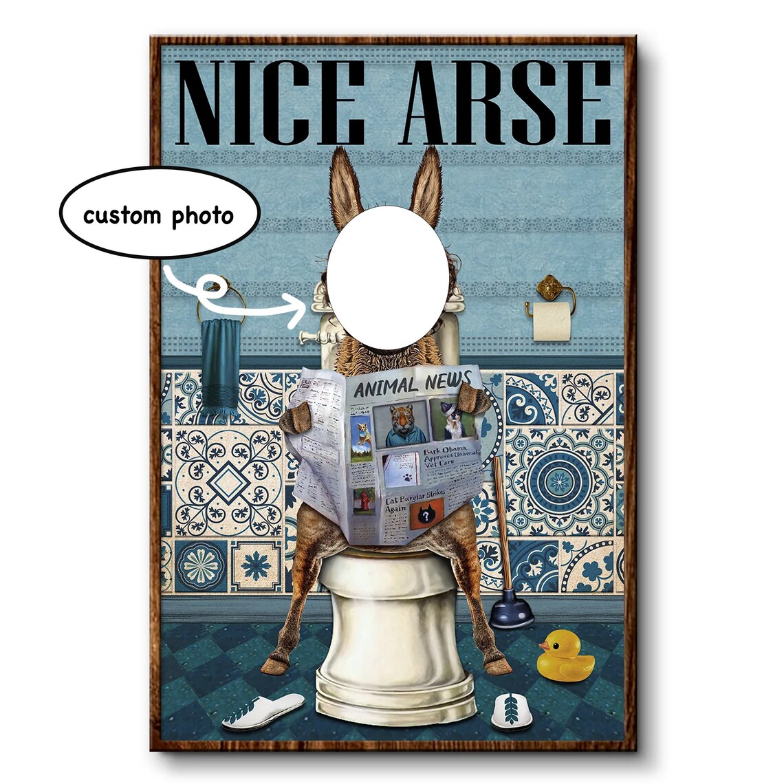 Personalized Donkey Nice Arse Poster Funny Wall Art Decoration For Toilet Restroomt Custom Photo Donkey - Image 4