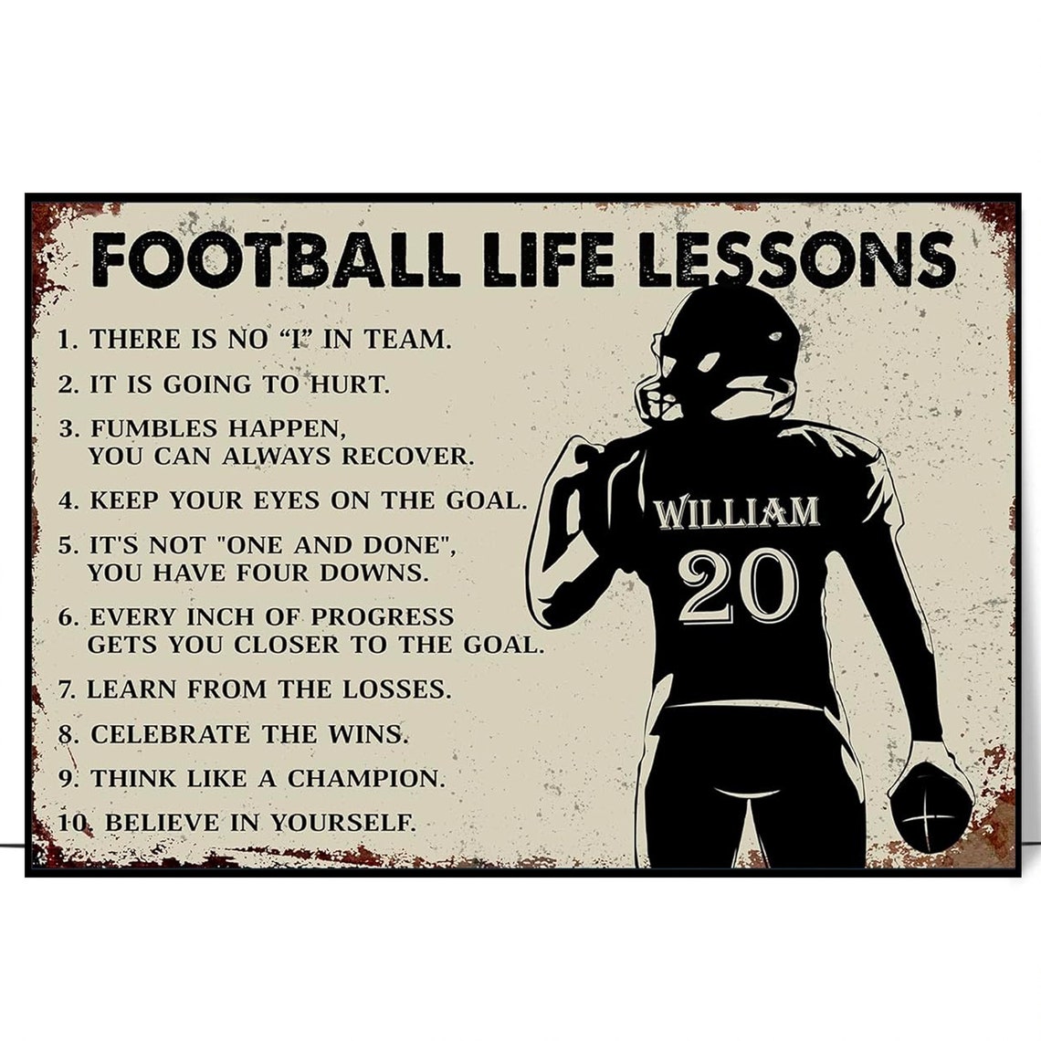 Football Life Lessons Personalized Player Jersey Gift Poster