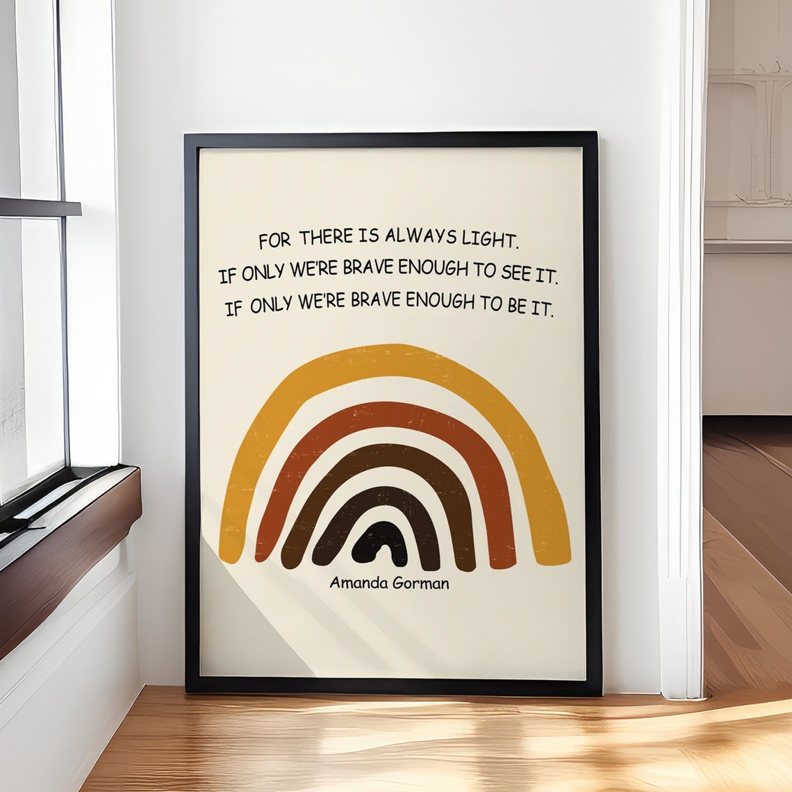 Amanda Gorman Quote Poster Vintage Rainbow Vertical Print There Is Always Light The Hill We Climb Poem Inspirational Wall Art - Image 4