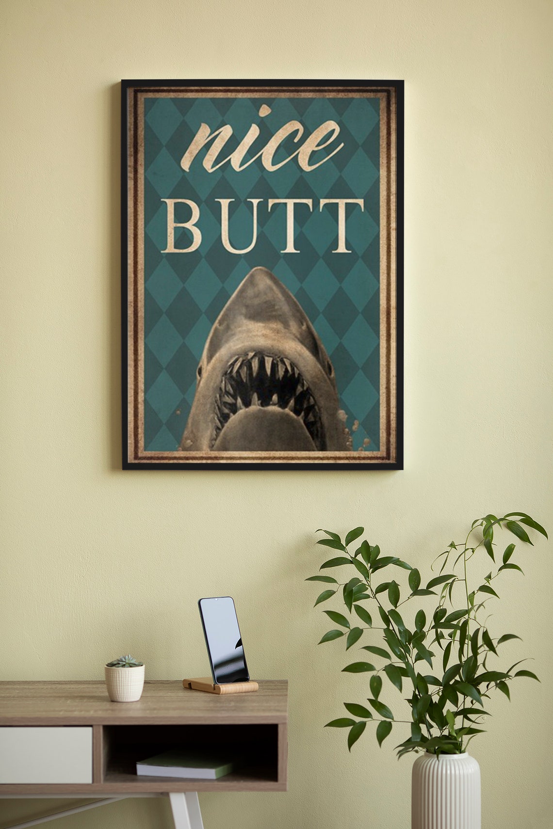 Nice Butt Grinning Shark Funny Bathroom Toilet Humor Wall Poster - Image 4