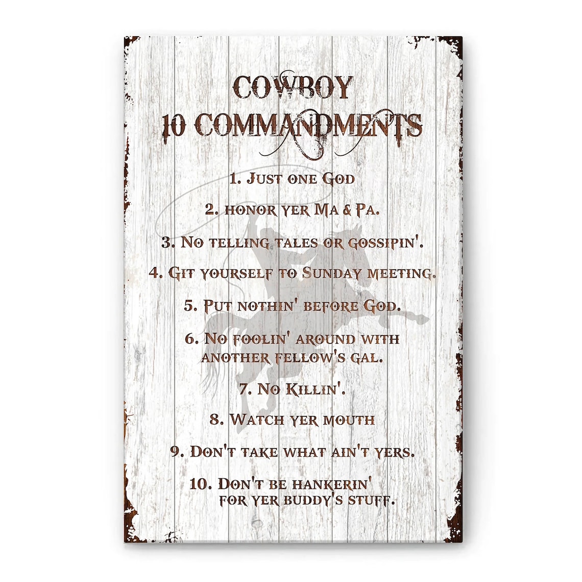 Cowboy 10 Commandments Country Western Art Print