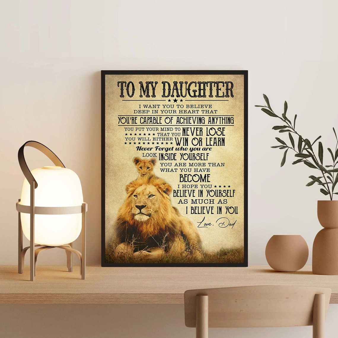 To My Daughter Lion Cub From Dad Believe In Yourself Gift Poster - Image 3