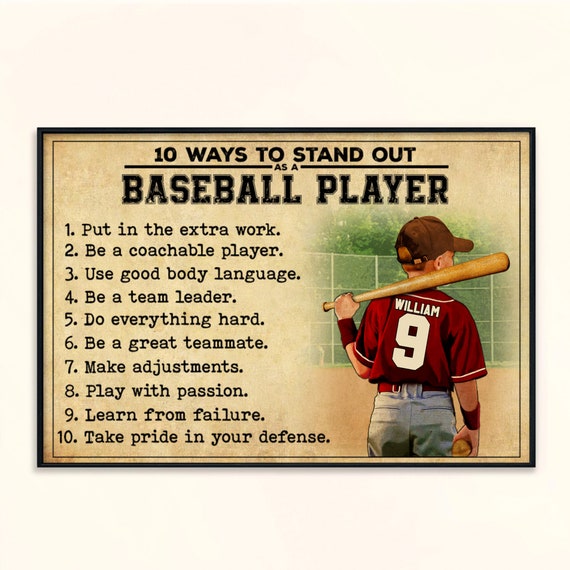 Personalized Baseball Postercanvas Vintage Style Sport Gifts For Son Baseball Poster Baseball Room Decor Baseball Wall Decor