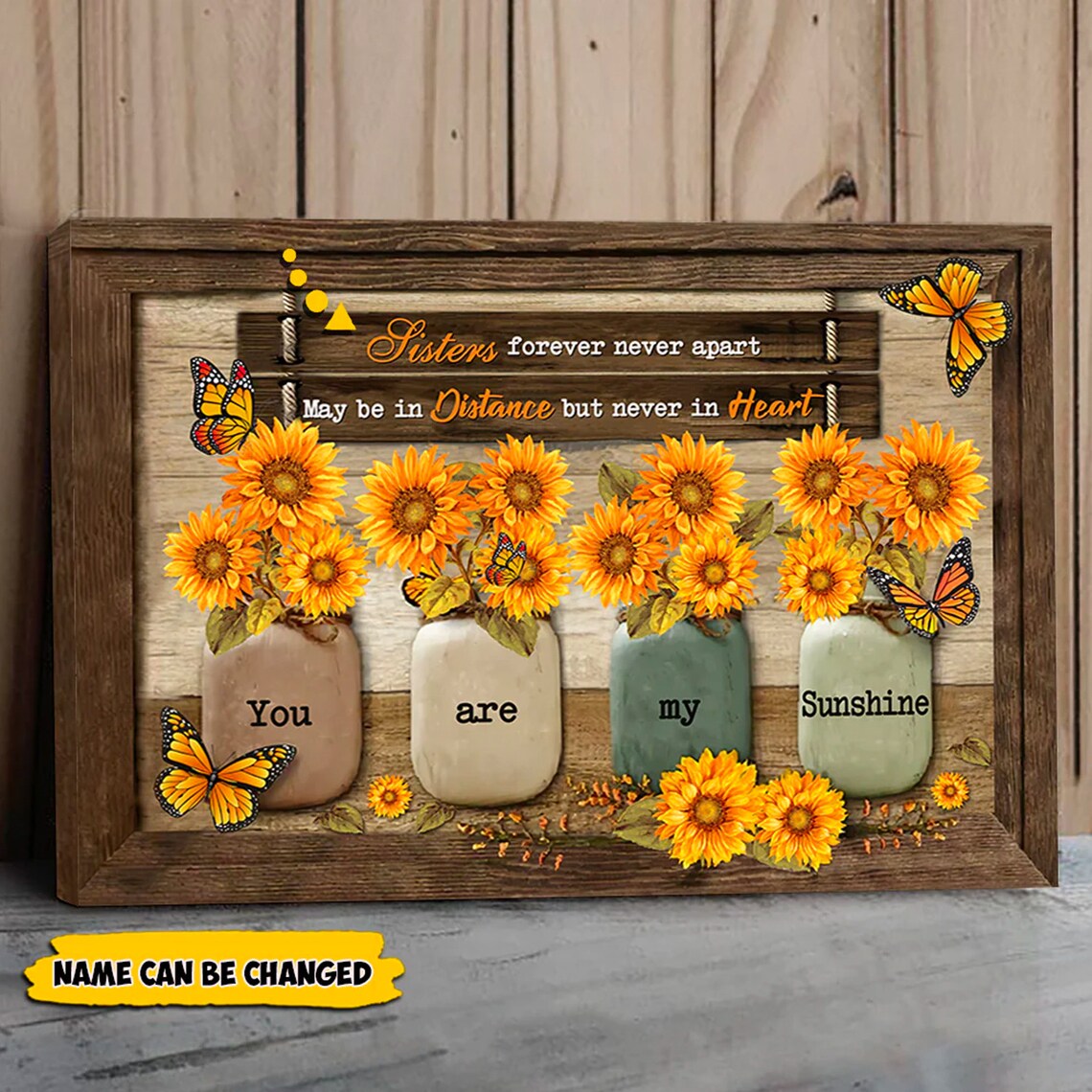 Sisters Forever You Are My Sunshine Sunflower Mason Jar Print