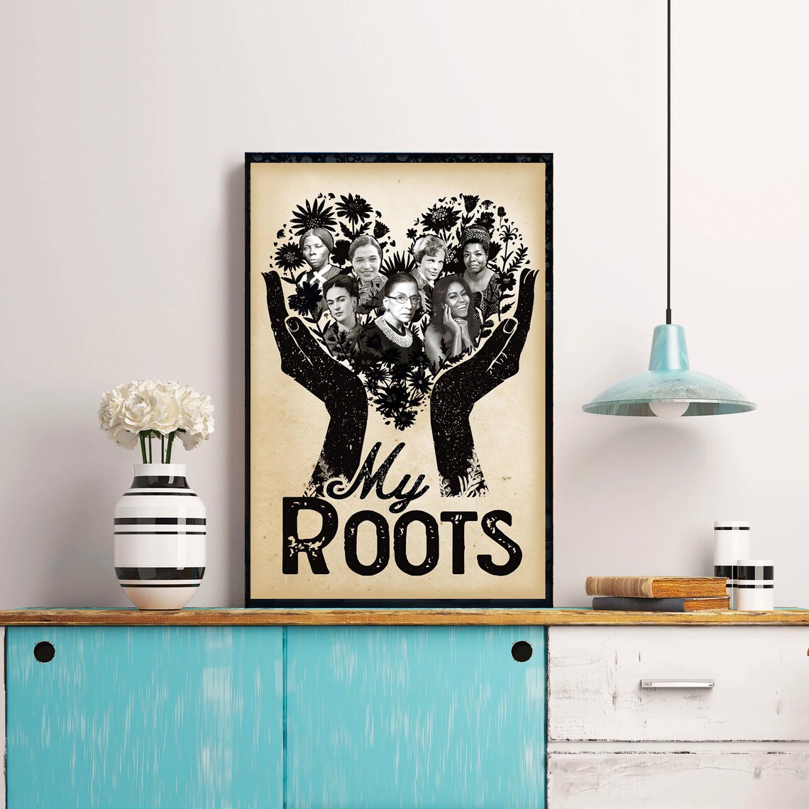 My Roots Hands Holding Heart of Feminist Icons Tribute Poster - Image 3
