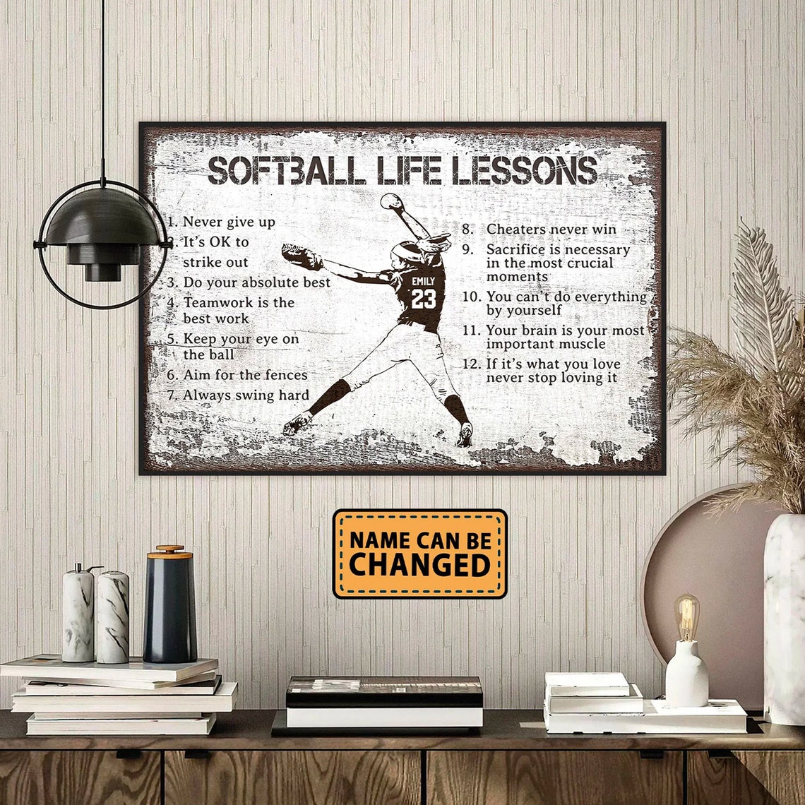 Softball Life Lessons Personalized Motivational Poster with Player - Image 4