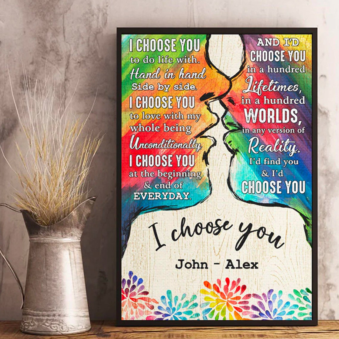 I Choose You To Do Life With Couple Personalized Custom Postercanvas Gift For Couples Lgbt Pride Month Gift Lgbt Anniversary Home Decor - Image 3