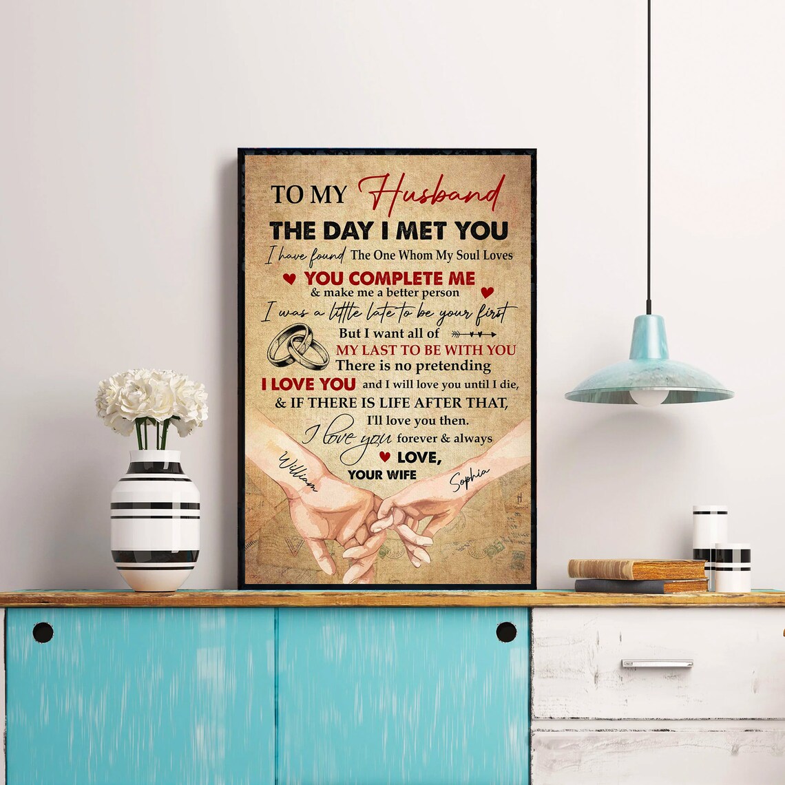 To My Husband The Day I Met You Vintage Love Letter Art Poster - Image 3